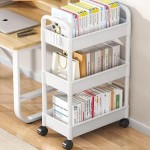 Compact three-tier rolling trolley, three-tier portable storage rack, suitable for bathroom wardrobe storage, white finish.
